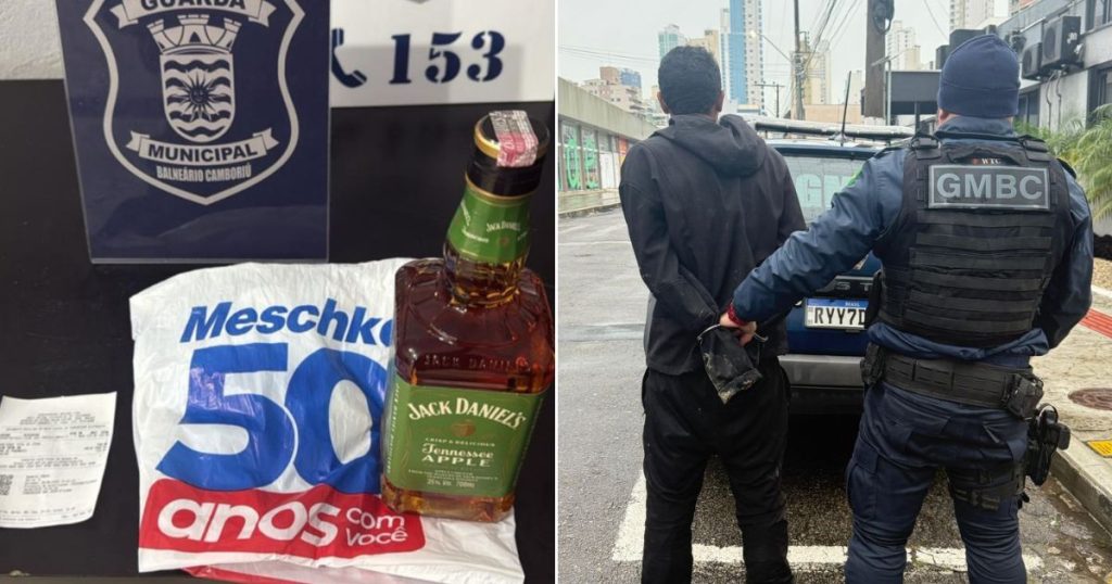 Homem furta uísque e é preso após fugir de segurança em supermercado de Balneário Camboriú